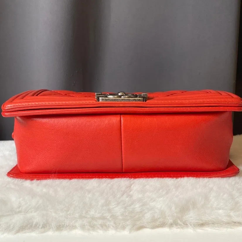 Chanel Boy Bag Red Leather Crossbody