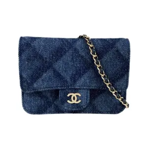 CHANEL CC Denim Mini Flap Quilted Bag Chain Purse