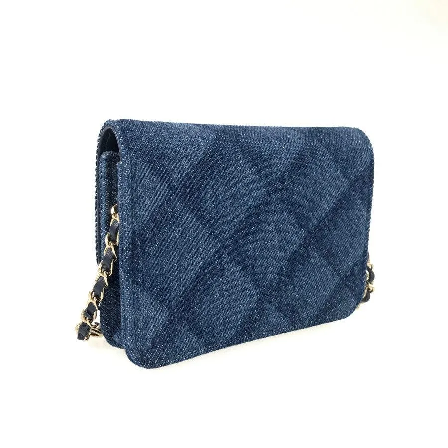 CHANEL CC Denim Mini Flap Quilted Bag Chain Purse