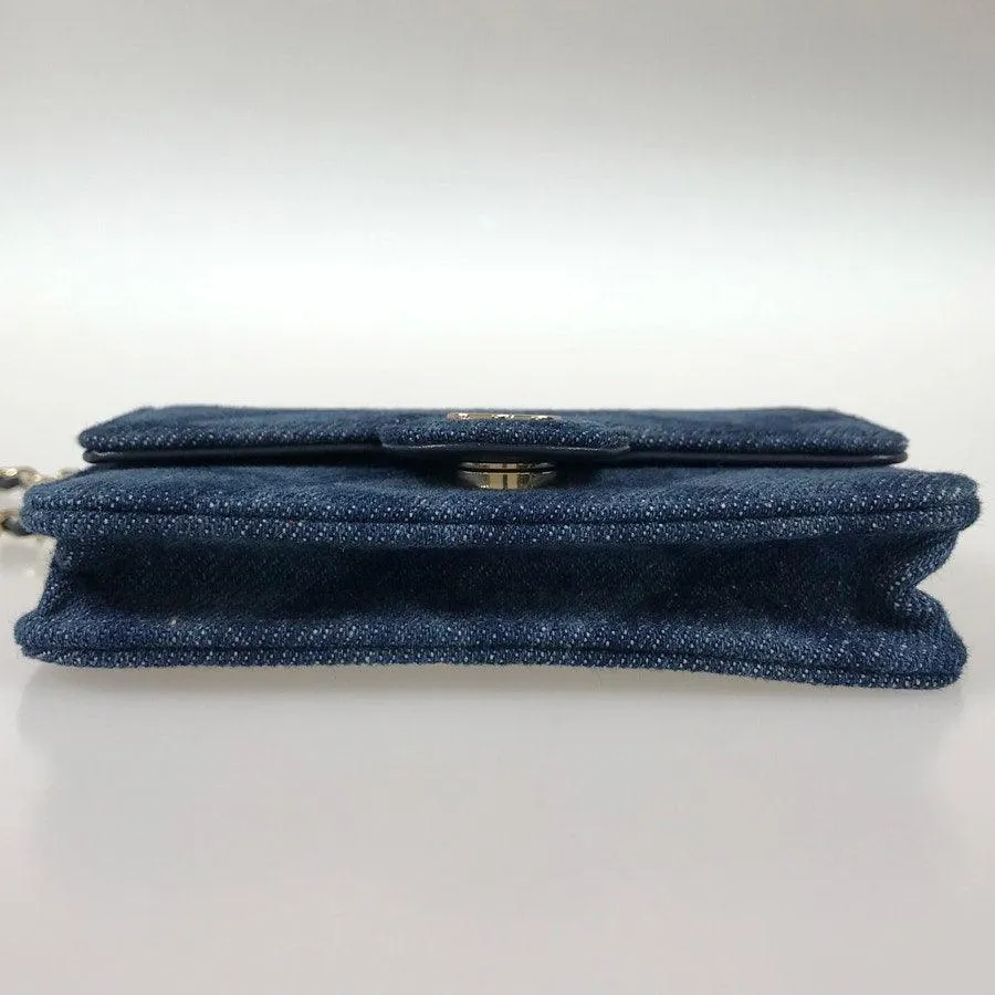 CHANEL CC Denim Mini Flap Quilted Bag Chain Purse