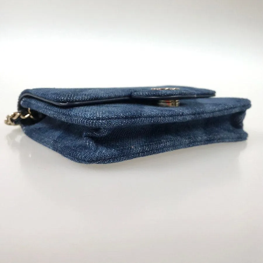 CHANEL CC Denim Mini Flap Quilted Bag Chain Purse