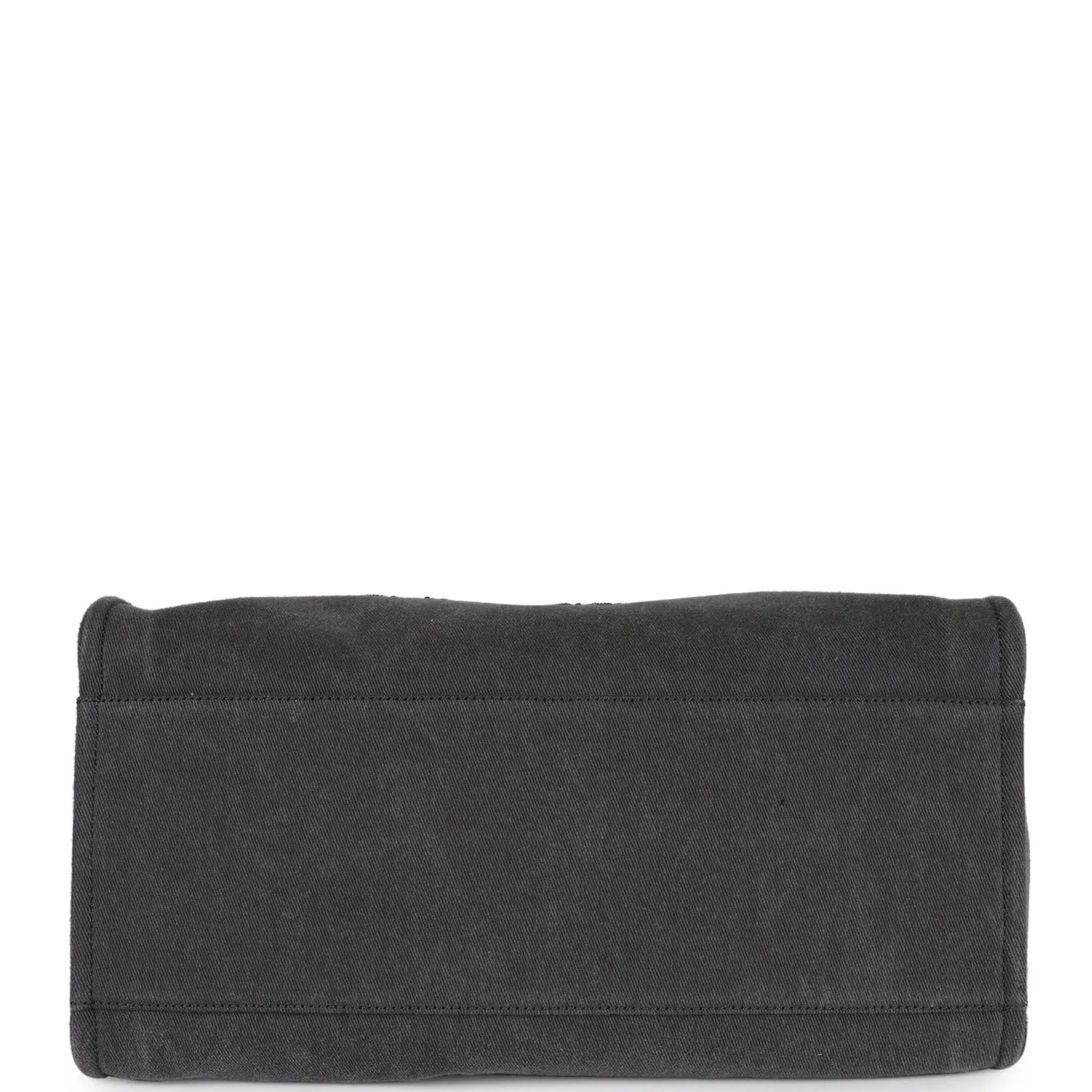 Chanel Medium Deauville Shopping Bag Dark Grey Denim Silver Hardware