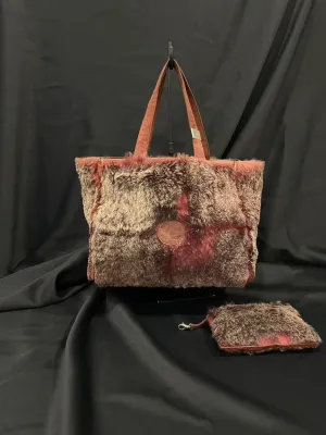 Chanel Plush Tote Bag with Card and Purse - Faux Fur Brown Tote