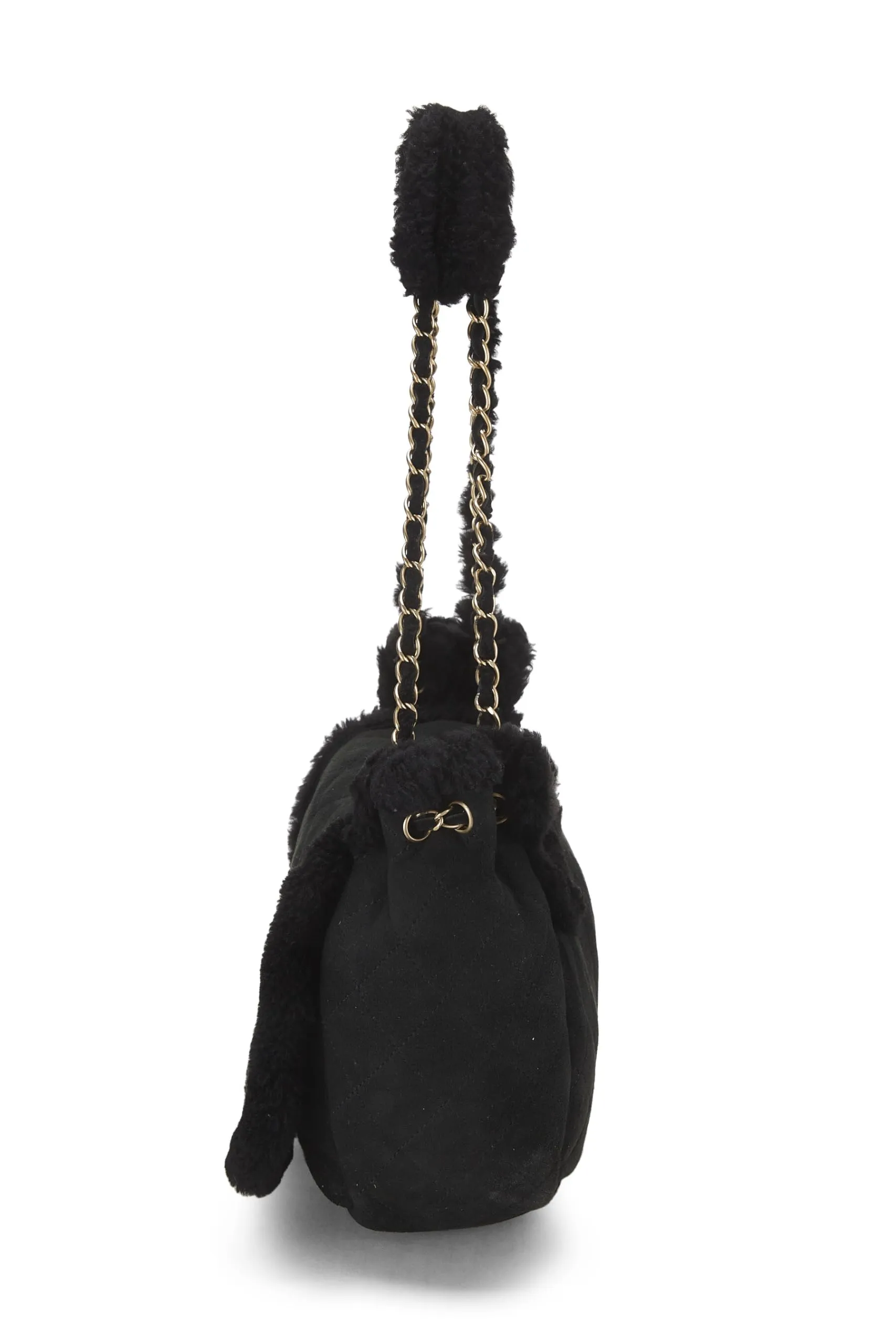 Chanel, Streamlined Shearling Small, Black Shoulder  Bag Trending sale Black
