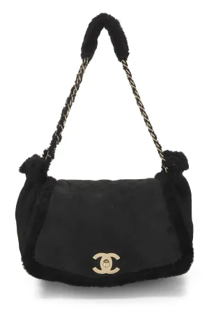 Chanel, Streamlined Shearling Small, Black Shoulder  Bag Trending sale Black