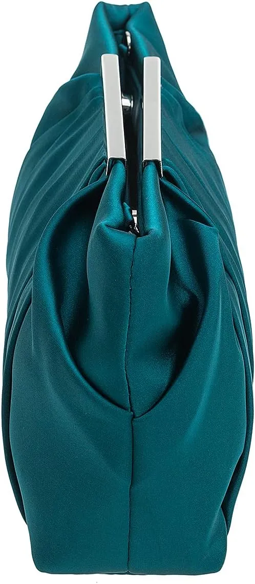 CHARMING TAILOR Clutch Evening Bag Elegant Pleated Satin Formal Handbag Simple Classy Purse for Women