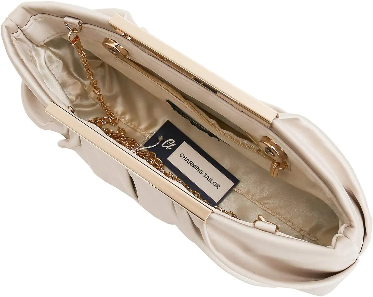 CHARMING TAILOR Clutch Evening Bag Elegant Pleated Satin Formal Handbag Simple Classy Purse for Women