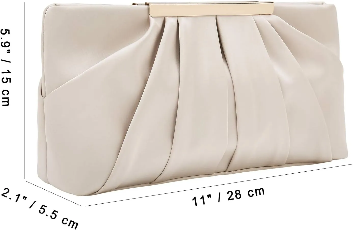 CHARMING TAILOR Clutch Evening Bag Elegant Pleated Satin Formal Handbag Simple Classy Purse for Women