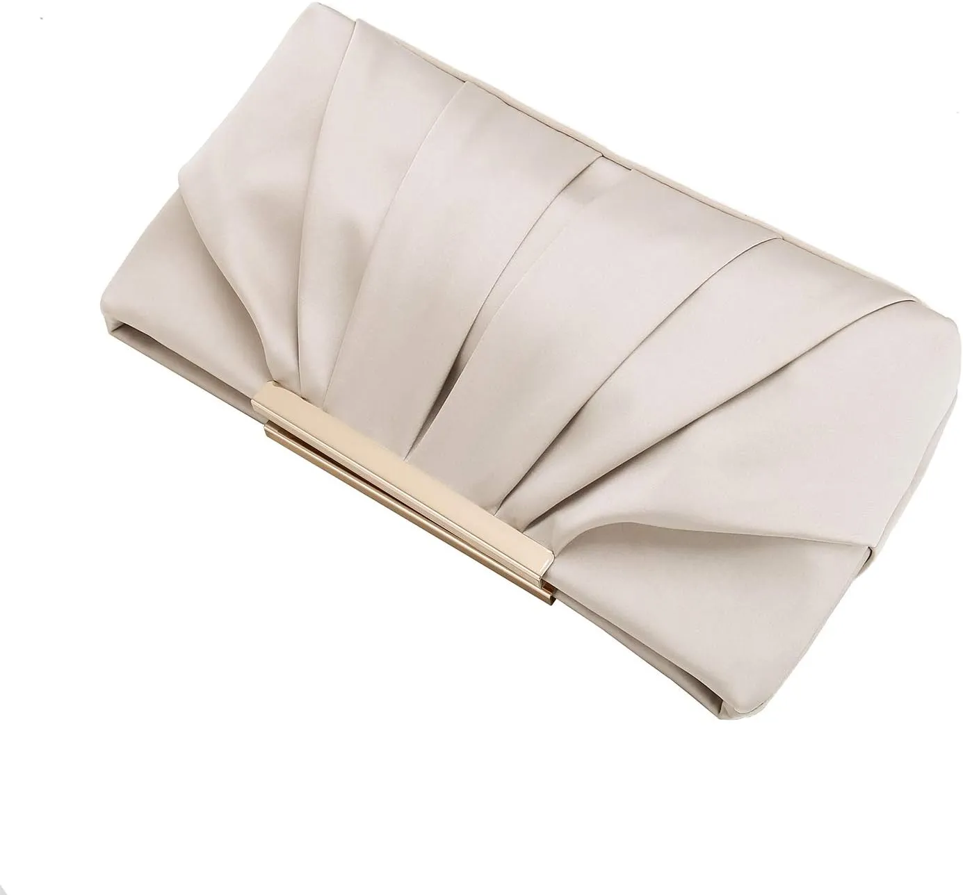 CHARMING TAILOR Clutch Evening Bag Elegant Pleated Satin Formal Handbag Simple Classy Purse for Women