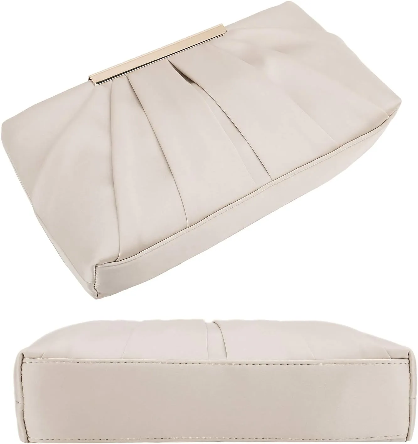 CHARMING TAILOR Clutch Evening Bag Elegant Pleated Satin Formal Handbag Simple Classy Purse for Women