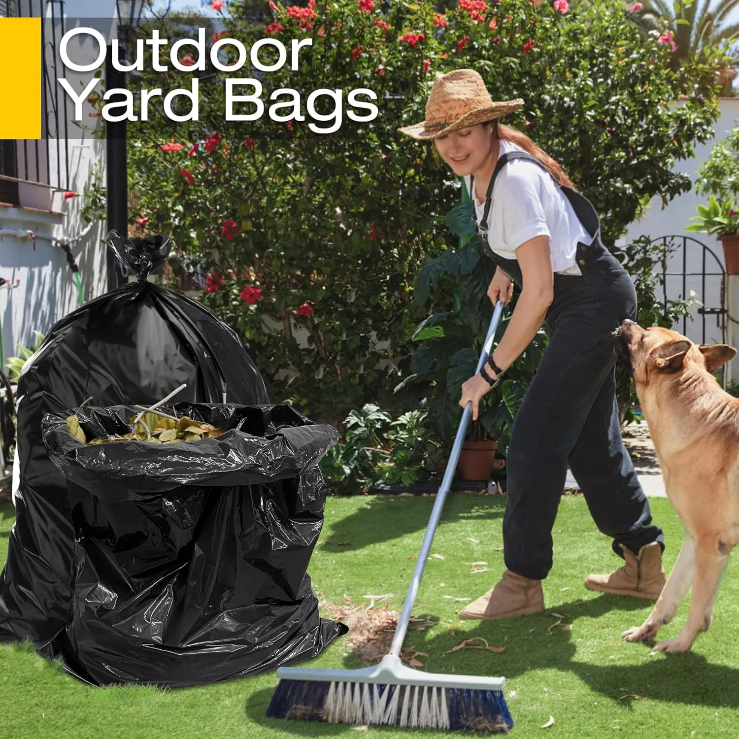 Charmount 55 Gallon Contractor Trash Bags Heavy Duty 3 Mil, 30 Count W/Ties 37"x56", Extra Large Garbage Bags for Industrial Commercial Outdoor Yard Lawn & Leaf Bags,Black