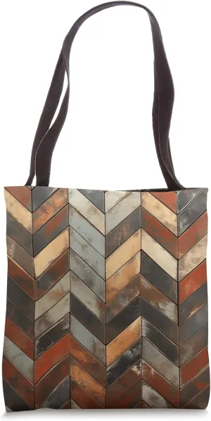 Chevron Distressed Earthy Rustic Tote Bag