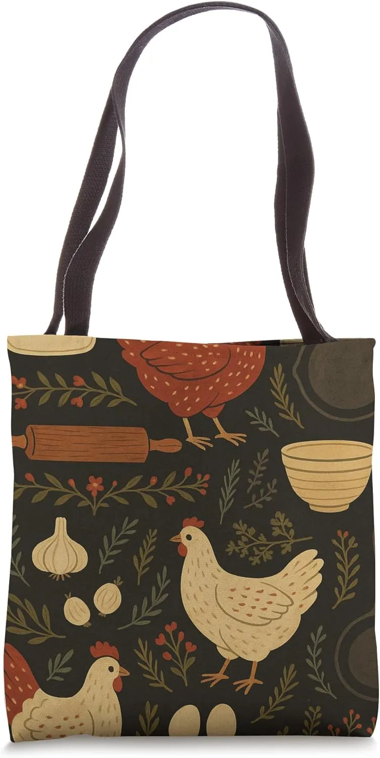 Chickens with Cast Iron Skillets, Flour, Garlic, and Herbs Tote Bag