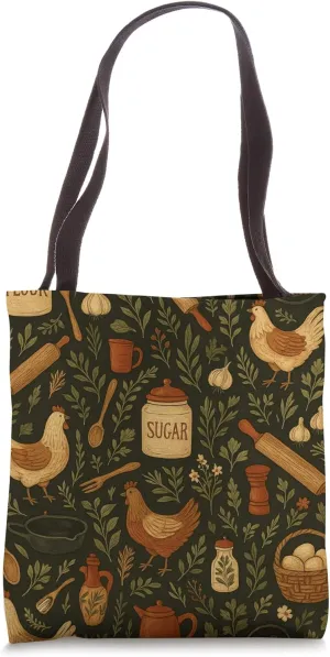 Chickens with Herbs, Eggs, Flour, Sugar, and Kitchen Tools Tote Bag