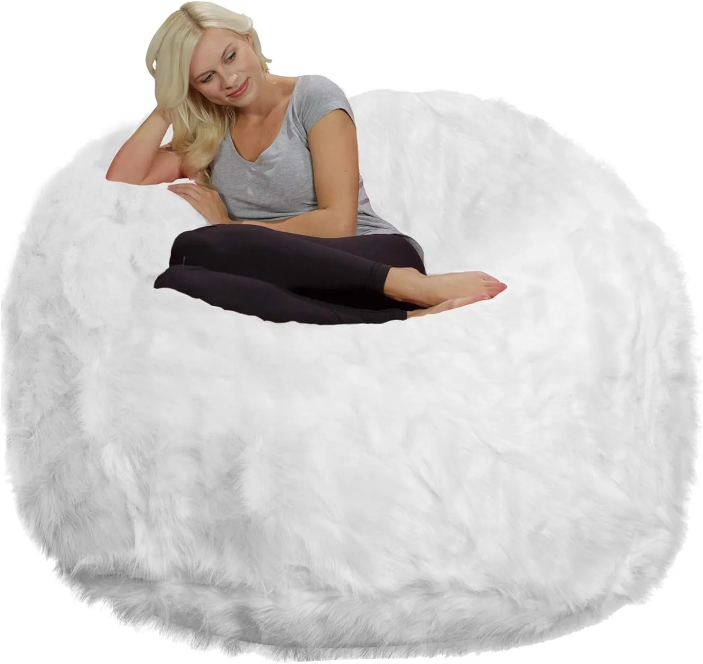 Chill Sack Bean Bag Chair: Giant 6' Memory Foam Furniture Bean Bag - Big Sofa Plush Faux Fur Cover