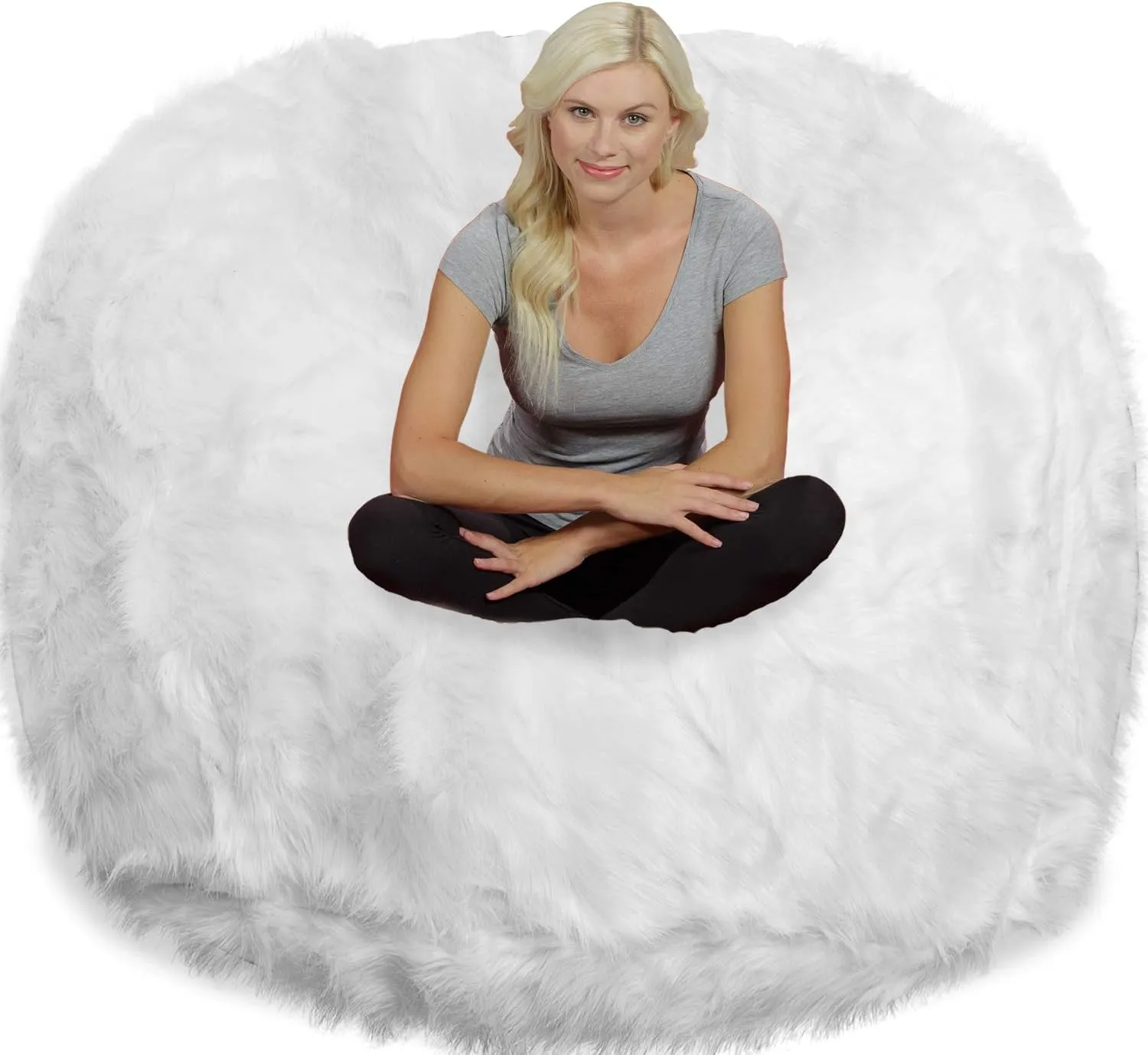 Chill Sack Bean Bag Chair: Giant 6' Memory Foam Furniture Bean Bag - Big Sofa Plush Faux Fur Cover