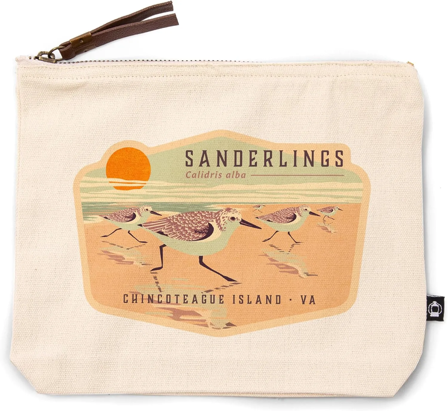 Chincoteague Island, Virginia, Shorebirds at Sunset, Sanderlings, Birds, 100% Cotton Zipper Pouch, Travel Accessory, Go Bag