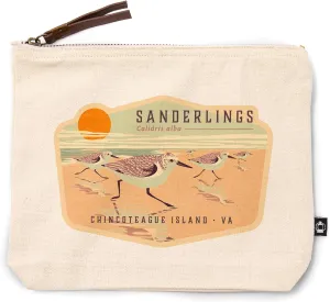 Chincoteague Island, Virginia, Shorebirds at Sunset, Sanderlings, Birds, 100% Cotton Zipper Pouch, Travel Accessory, Go Bag
