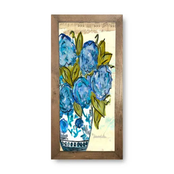 Chinoiserie Vase with Blue Hydrangeas Framed Art