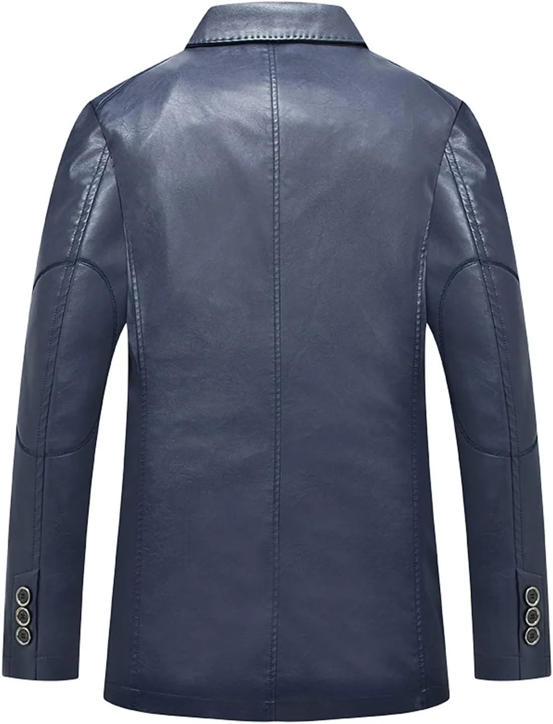 chouyatou Men's Casual Notched Collar 2 Button Slim Moto Faux Leather Blazer Suit Jacket