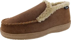 Clarks Brown/Beige Suede Moccasin Faux Fur Lining Indoor Outdoor Bootie Slippers (Brown/Beige, 9)