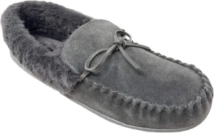 Clarks Women's Faux Fur Lined Moccasin House Shoe Indoor & Outdoor Slipper (7 Medium US, Grey)