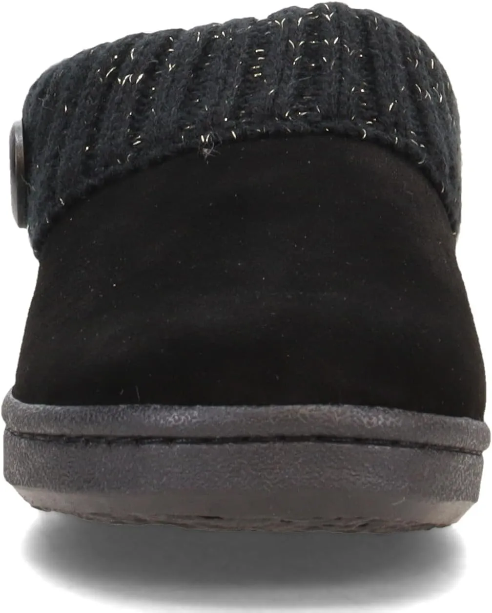 Clarks Womens Slipper Suede Leather Knitted Collar Clog Slippers - Plush Faux Fur Lining