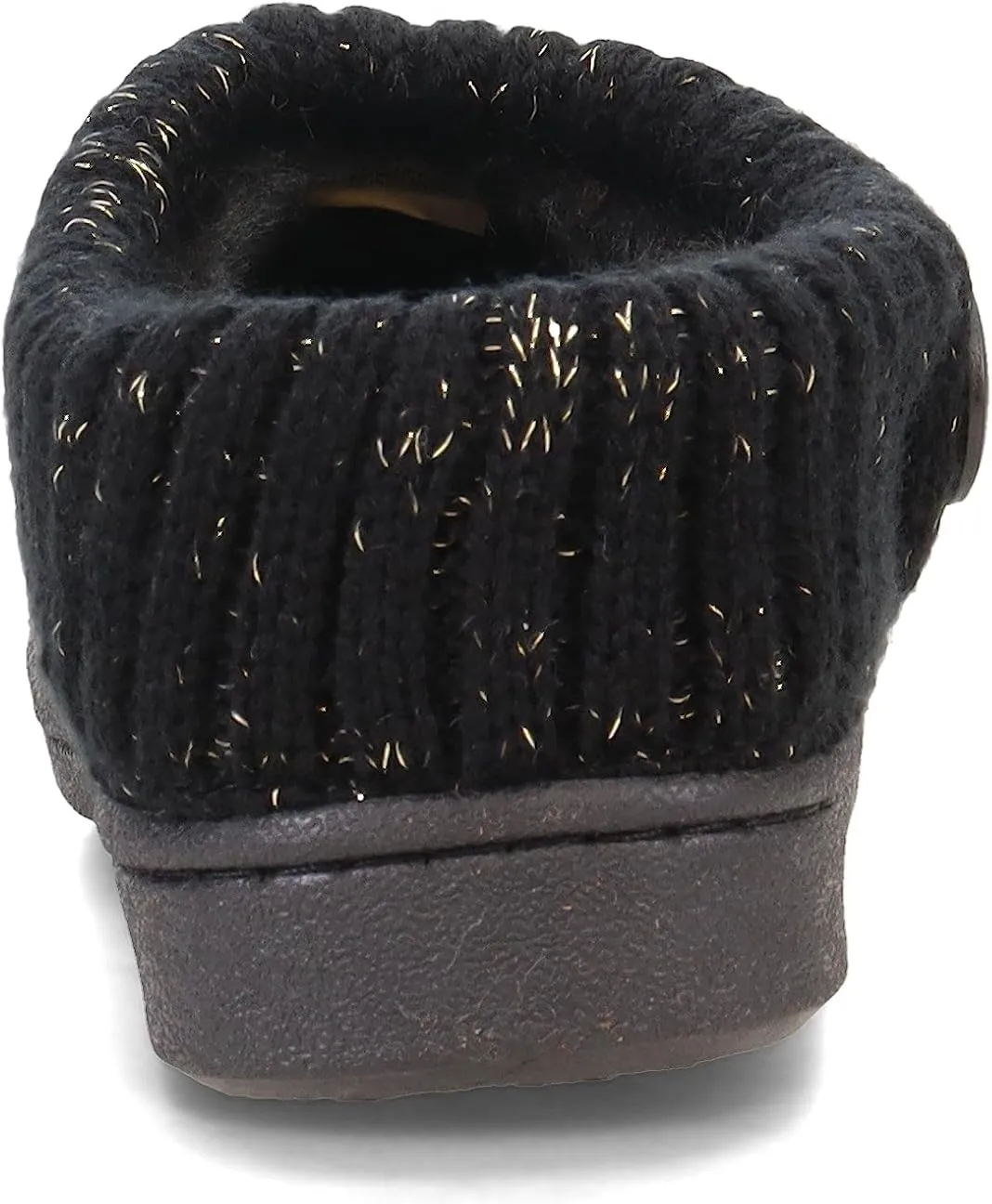 Clarks Womens Slipper Suede Leather Knitted Collar Clog Slippers - Plush Faux Fur Lining
