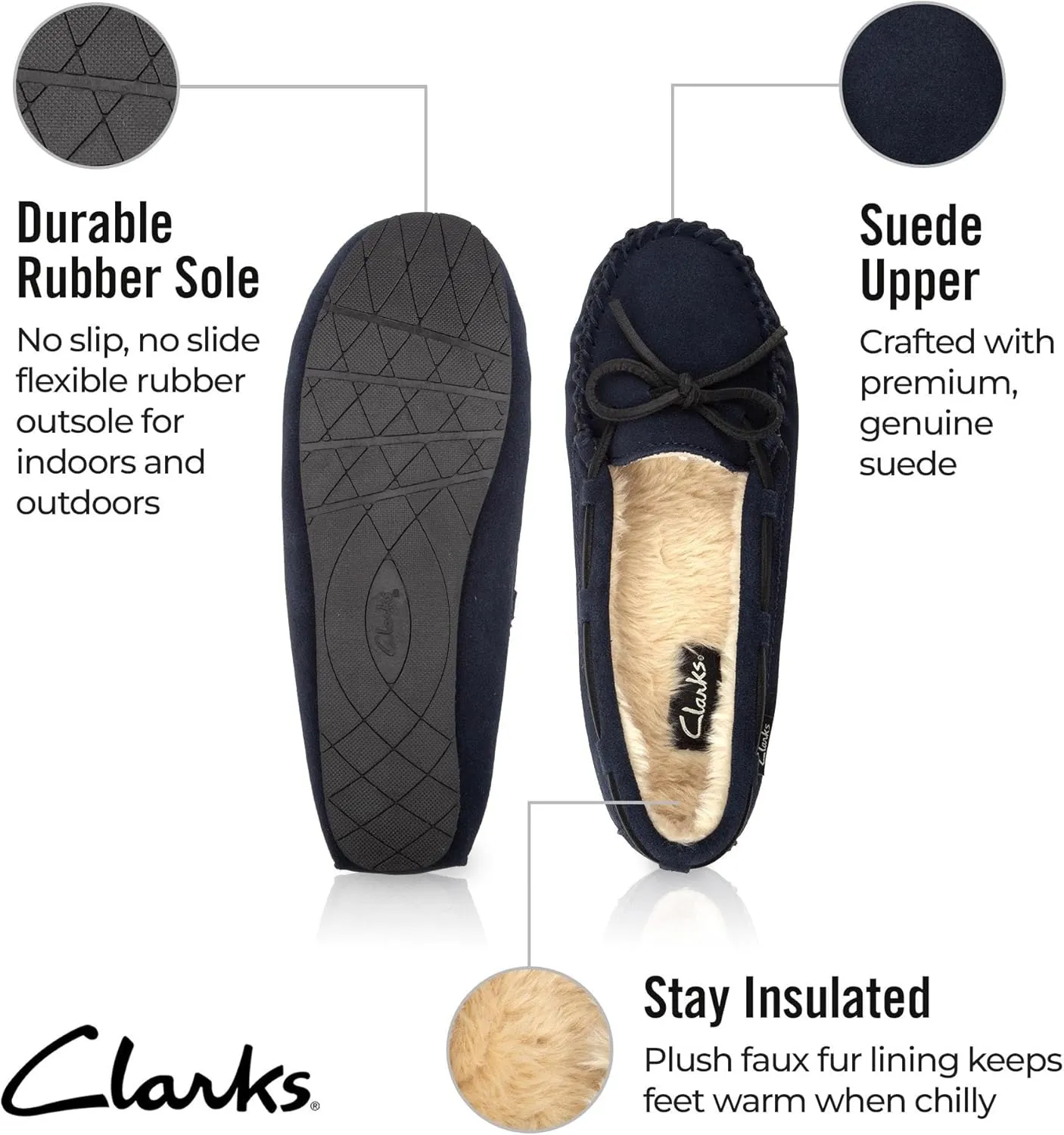 Clarks Women's, Suede Moccasin Slipper