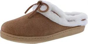 Clarks Women's Sydney Indoor Outdoor Faux Fur Slippers (10 M US, Cognac Cow Suede)