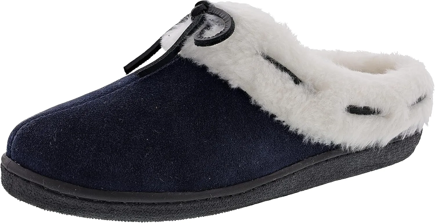 Clarks Women's Sydney Indoor Outdoor Faux Fur Slippers (11 M US, Navy Cow Suede)