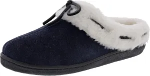 Clarks Women's Sydney Indoor Outdoor Faux Fur Slippers (6 M US, Navy Cow Suede)