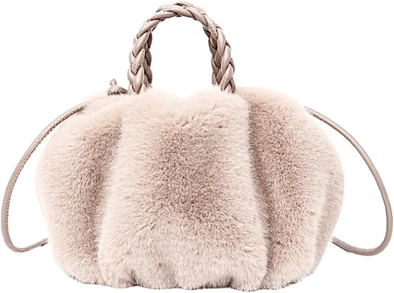 Cloud Shoulder Bag Furry Purse Fluffy Fuzzy Handbags for Women Plush Faux Fur Small Mini Bag for Autumn Winter