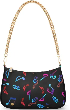 Clutch Shoulder Bags Tote Evening Purse Handbags for Women Hobo Bags Neon Music Note with Zipper Closure