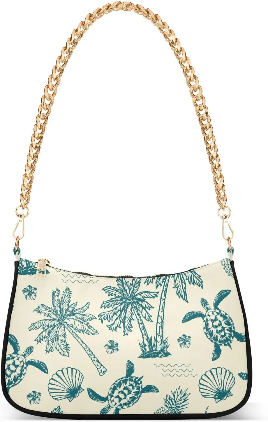 Clutch Shoulder Bags Tote Evening Purse Handbags for Women Hobo Bags Palm Tree Pineapple Turtle with Zipper Closure
