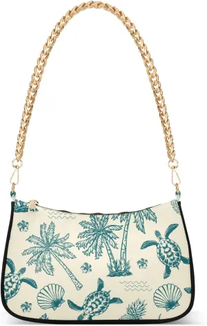 Clutch Shoulder Bags Tote Evening Purse Handbags for Women Hobo Bags Palm Tree Pineapple Turtle with Zipper Closure