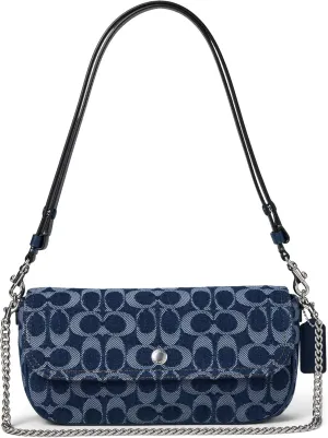 Coach Brook Flap Chain Bag in Signature Denim, LH/Deep Blue Multi