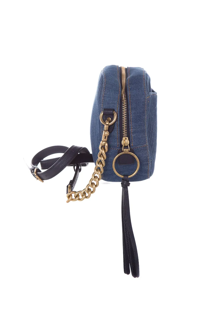 Coach Denim Studded Camera Cross-Body