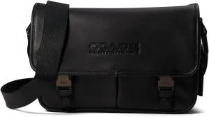 COACH Mens League Messenger Bag in Smooth Leather, Black