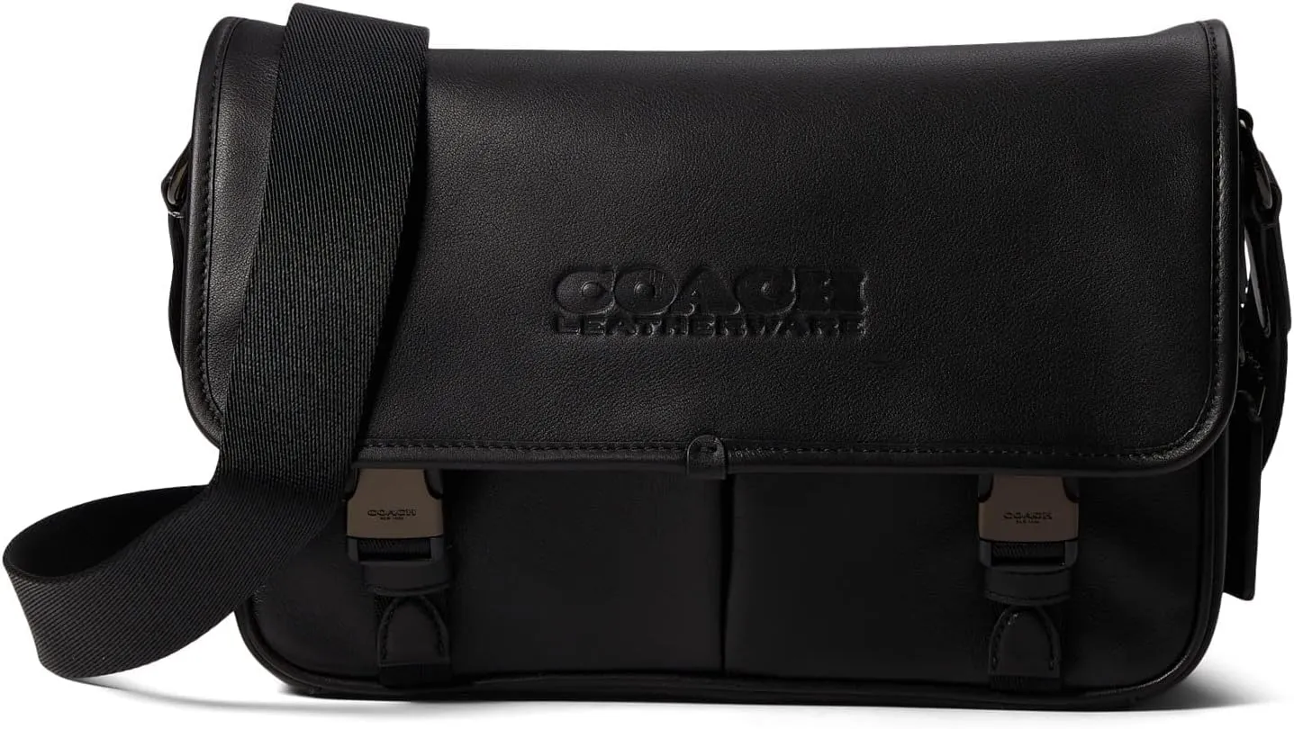 COACH Mens League Messenger Bag in Smooth Leather, Black