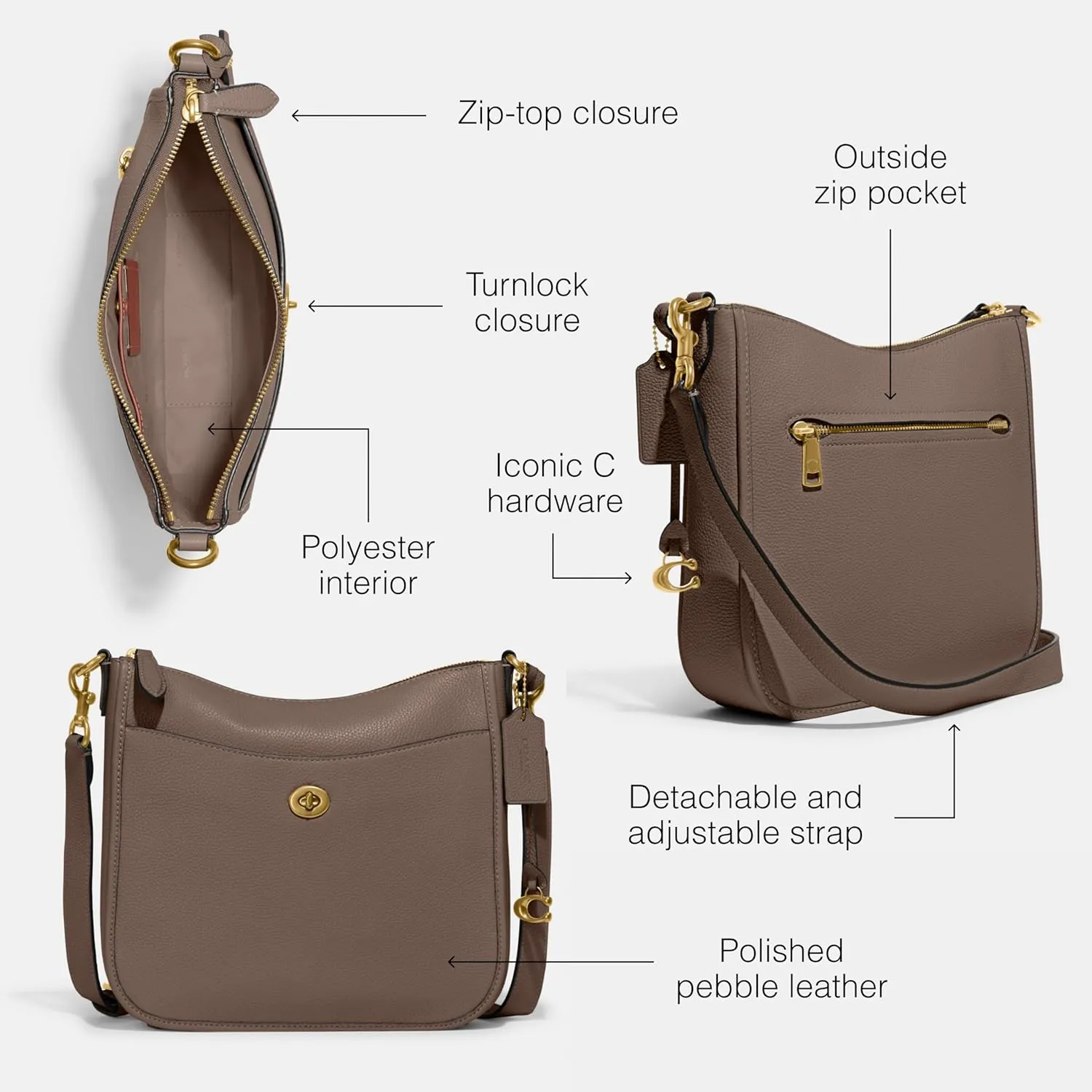 Coach Women's Polished Pebble Leather Chaise Crossbody