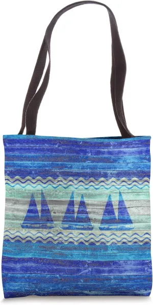 Coastal Rustic Nautical Sailboats Tote Bag