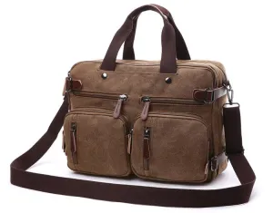 Coffee Vintage Canvas Backpack  With Brown Strap Design