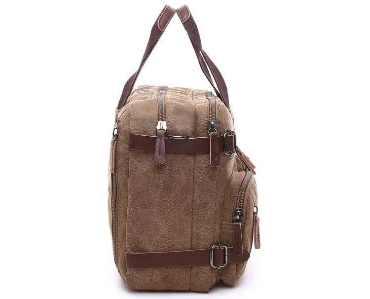 Coffee Vintage Canvas Backpack  With Brown Strap Design