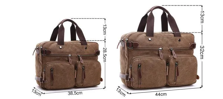 Coffee Vintage Canvas Backpack  With Brown Strap Design