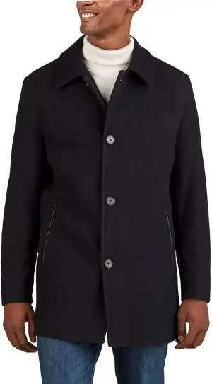 Cole Haan Men's Button Up Wool Plush Car Coat