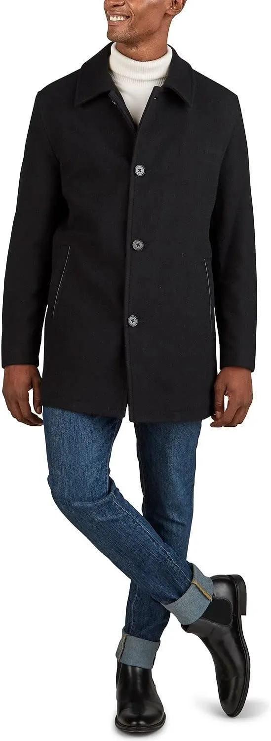 Cole Haan Men's Button Up Wool Plush Car Coat