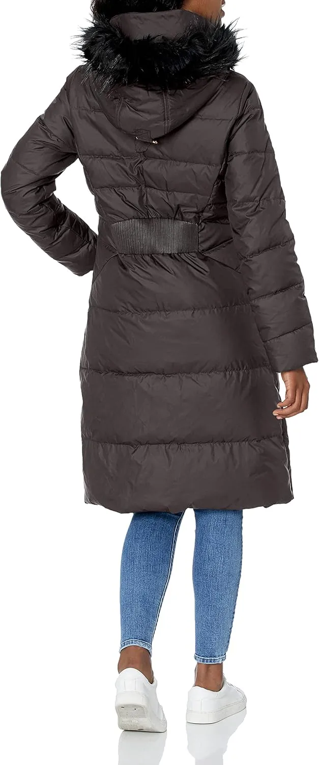 Cole Haan Women's Essential Down Coat with Faux Fur Trim Hood