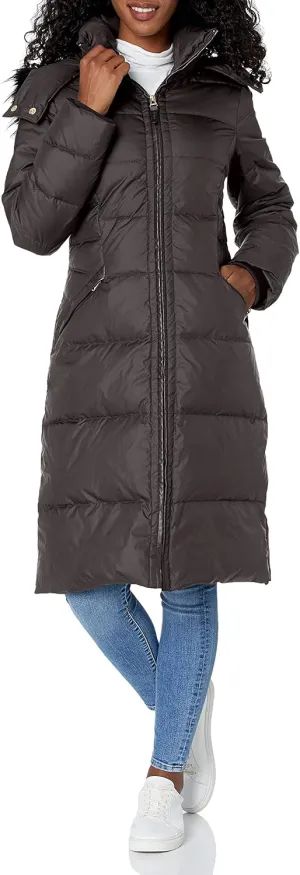 Cole Haan Women's Essential Down Coat with Faux Fur Trim Hood
