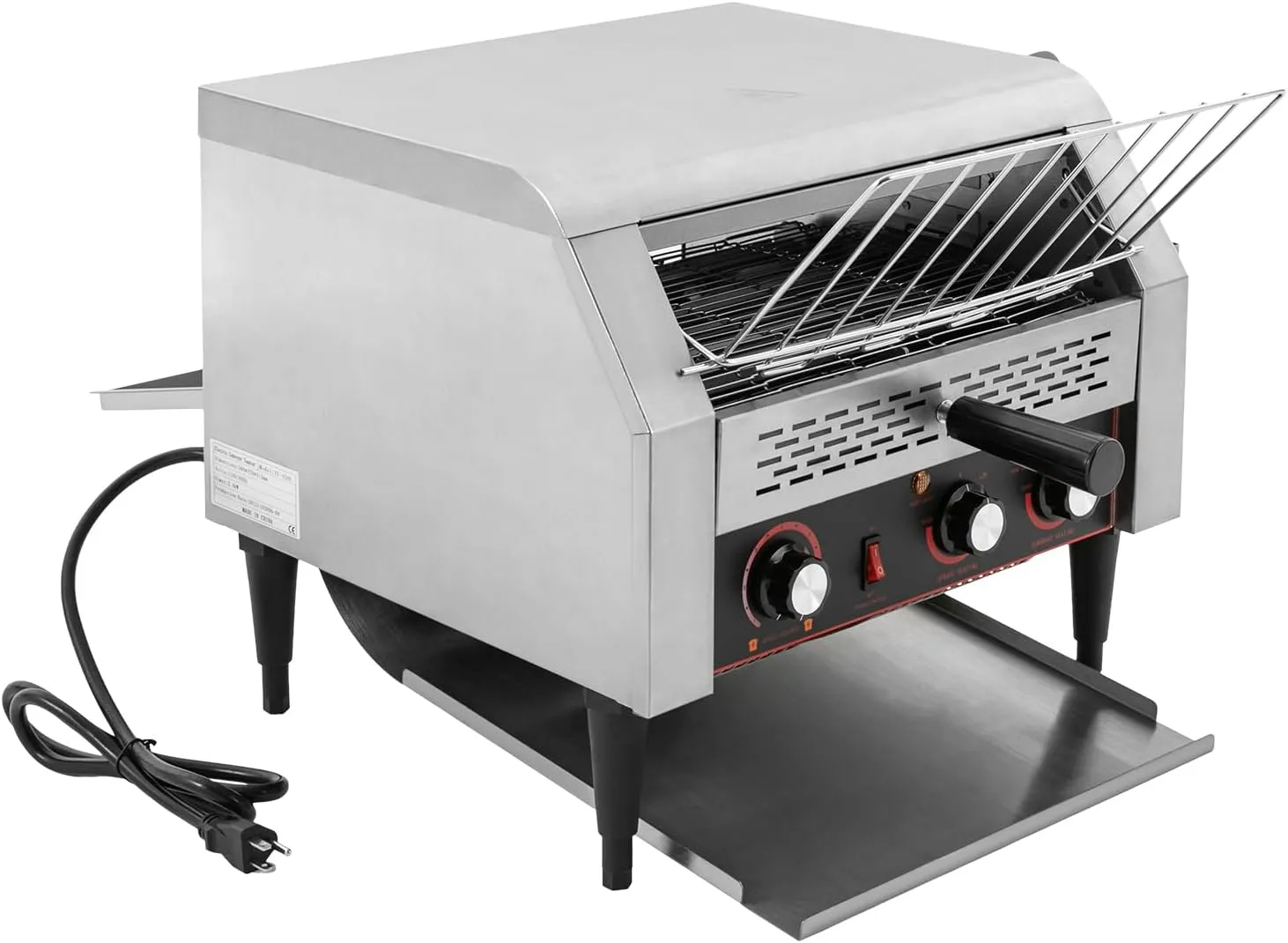 Commercial Electric Conveyor Toaster - 2400W Stainless Steel, 450 Slices/Hour, Double Heating Tubes for Bagels, Buns & Bread - Ideal for Restaurant & Industrial Countertop Use